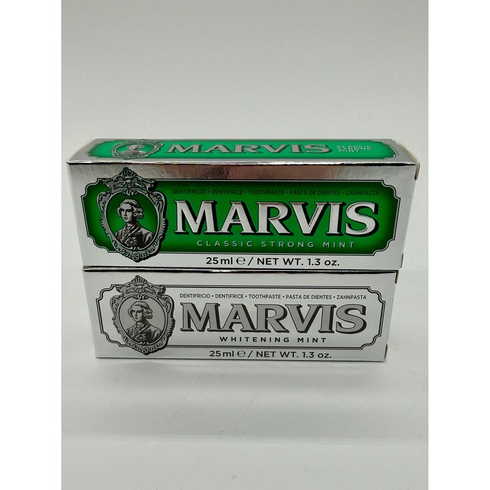 Marvis Toothpaste Set Classic Strong Mint and Whitening Mint 25ml 1.3oz 2 Pack